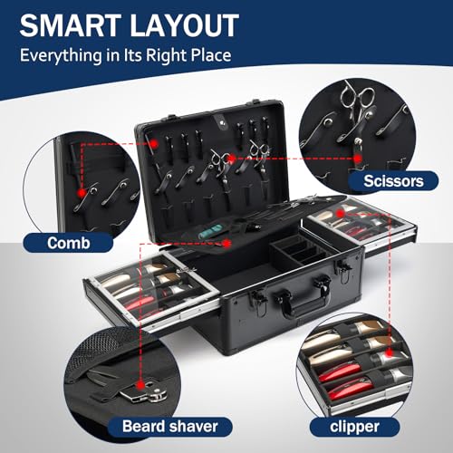 MoyRetty Professional Barber Case with Cap, 16.5" x 12.4" x 7", with Single-Lock System