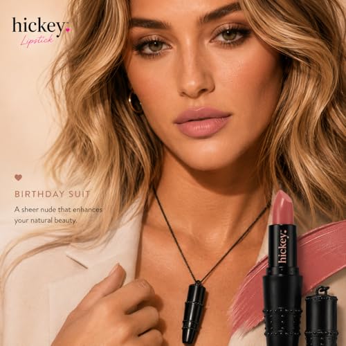 Nude Refillable Chain Lipstick Necklace - Long Lasting Hydrating Satin Finish