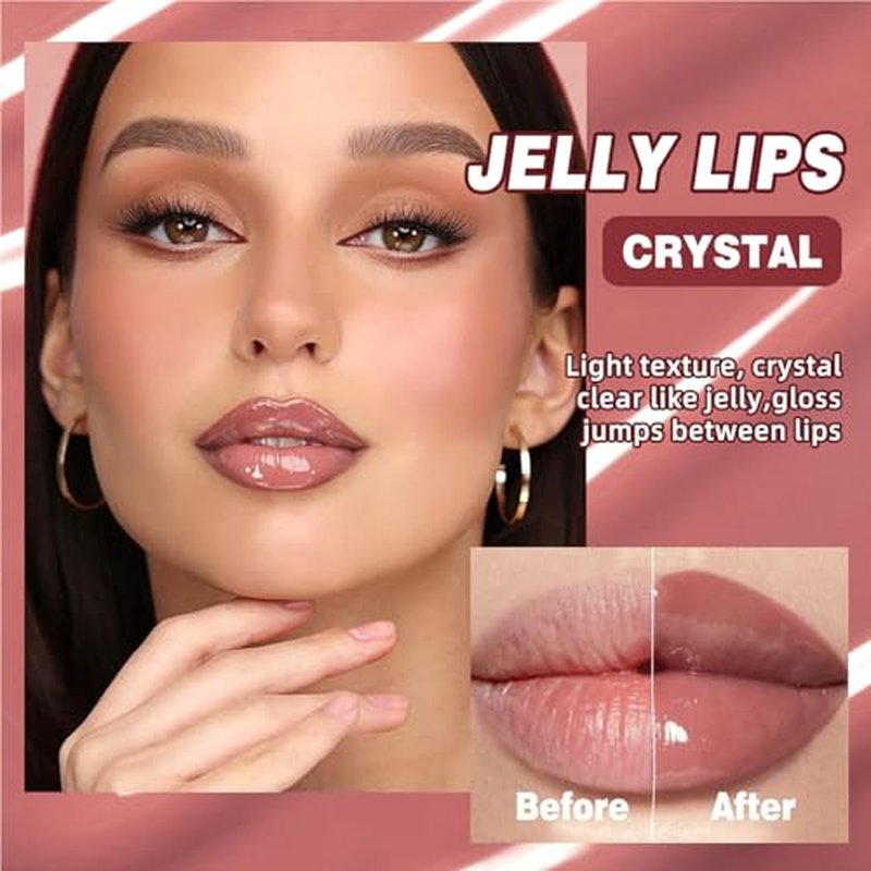 4-Piece Hydrating Lip Gloss Set, High Shine Glass Finish Plumping Lip Jam, Moisturizing Jelly Lipstick Gift for Women