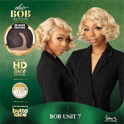 Sensationnel Chic Bob Lace Front Wig - Balayage Caramel, Pre-Plucked, HD Lace, 5 Inch Deep Part