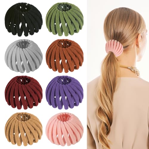 8PCS Bird Nest Hair Clips - Expandable Hair Bun Maker for Women - Mix D