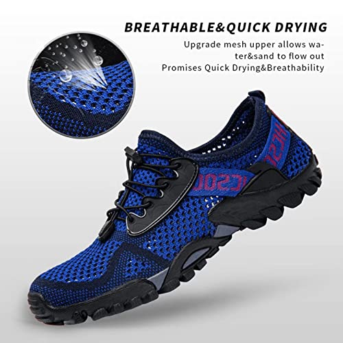 Water Shoes Women Men Quick Dry Aqua Shoes for Water Sports Beach Hiking Sailing - Navy Black 13.5 Women / 12 Men