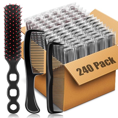 240 Pack Hair Brush and Comb Set for Donations Travel & Shelters - Individually Wrapped