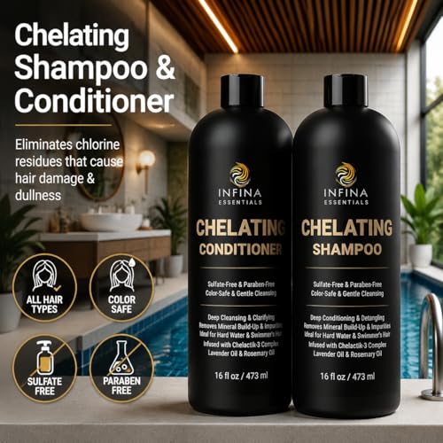 Chelating Clarifying Shampoo & Conditioner Set for Hard Water & Chlorine - Swimmers Hair Care