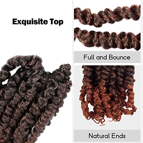 Pre-twisted Passion Twist Crochet Hair 6 Inch Ombre Ginger Red Pack of 8 for Black Women