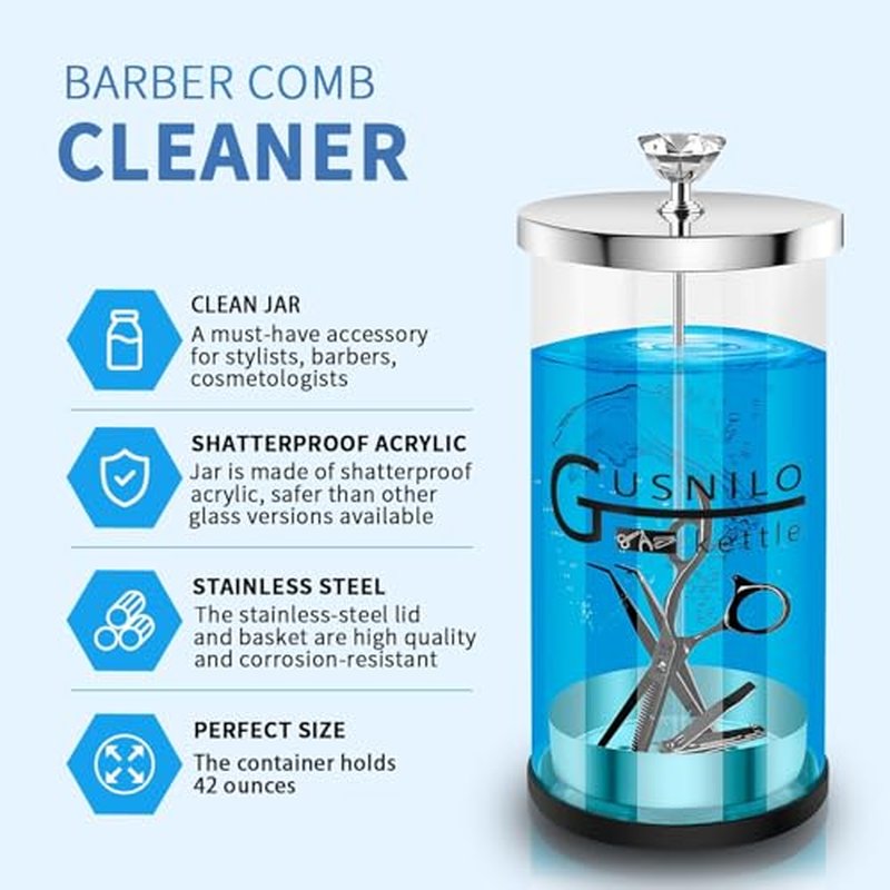 Gusnilo 30 Oz Jar with Stainless Steel Tray and Durable Glass,Salon Jar Suitable for Nail Tools & Spa Implements,Hairdressing Tools