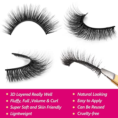 Eliace False Eyelashes Natural look Cat Eye Lashes Wispy Strips,15 Pairs 3D Mink Lashes Fake Eyelashes Volume Fluffy Thin Soft Band Comfortable Long Thick Dramatic Cross Eyelash Reusable, Arya Style