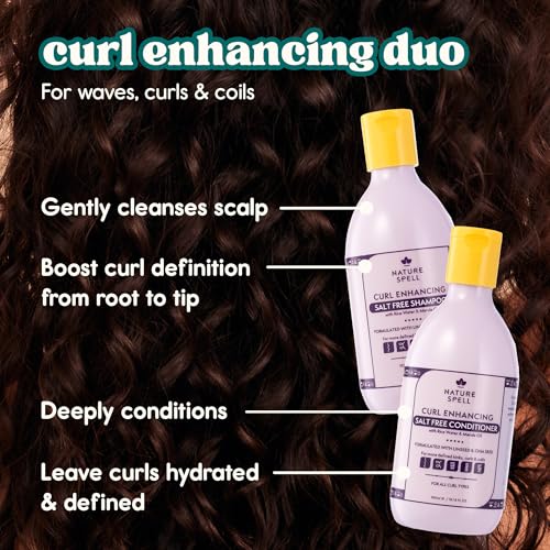 Nature Spell Curl Shampoo & Conditioner Set for Curly Hair – Rice Water & Linseed