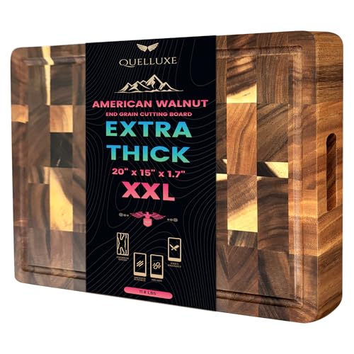 20 x 15 Inch Extra Thick Walnut Wood End Grain Cutting Board with Juice Groove — Heavy-Duty Kitchen Butcher Block, Charcuterie Board, Large Wooden Chopping Surface Variation of THIS listing