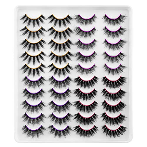 Newcally Faux Mink Lashes Pack 20 Pairs Wholesale False Eyelashes Dramatic Long Wispy Fake Eye Lashes Bulk