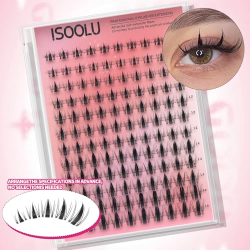 Fairy Lash Clusters Manga Individual Lashes C Curl Wispy Eyelash Clusters WideSpan Eyelash Extension Kit with Lash Bond and Seal Wet-Look Spiky Cluster Lashes (4Fairy Kit)