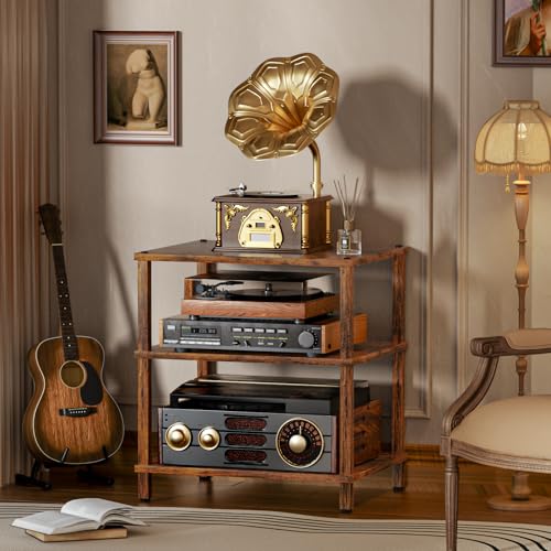 3-Tier Wooden Media Player Stand - Brown Modern TV & Game Console Cabinet Variation 1