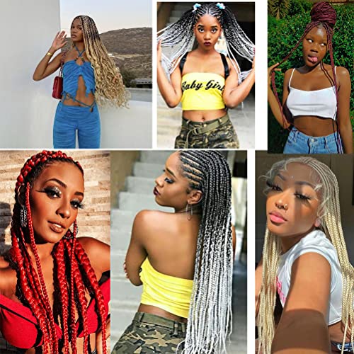 Pre Stretched Braiding Hair Extensions 30 Inch 6 Pack - Black-Red-Yellow-White