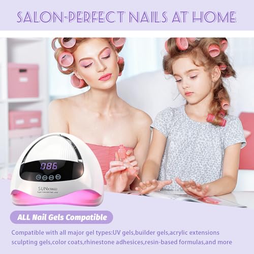 500W UV LED Nail Lamp, 90 LEDs Gel Nail Dryer for Fast Curing with LCD Display, 4 Timer Settings & Auto Sensor, Salon-Grade Nail Light for Home and Nail Salon Use