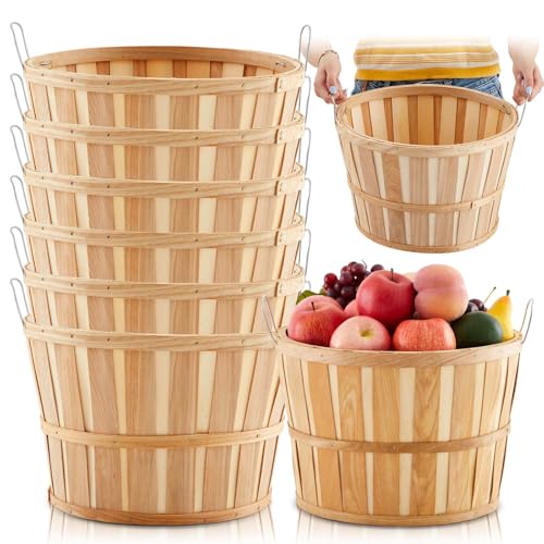 Marsui 6-Piece Jumbo Half Bushel Wood Baskets - Natural Farm Planters