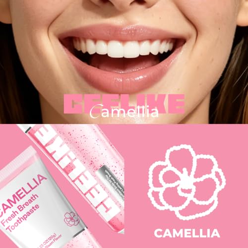 Camellia Floral Scent Toothpaste with Botanical Infused Gel - 1.41 Fl Oz, 3 Pack - Fresh Breath & All-Day Freshness