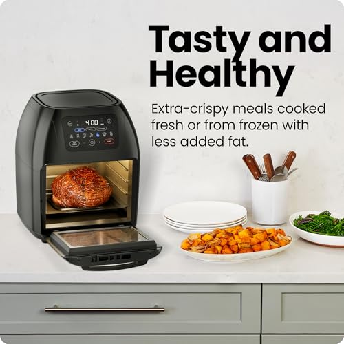10 Quart Family Size Digital Air Fryer with Rotisserie & 17 Presets - Black