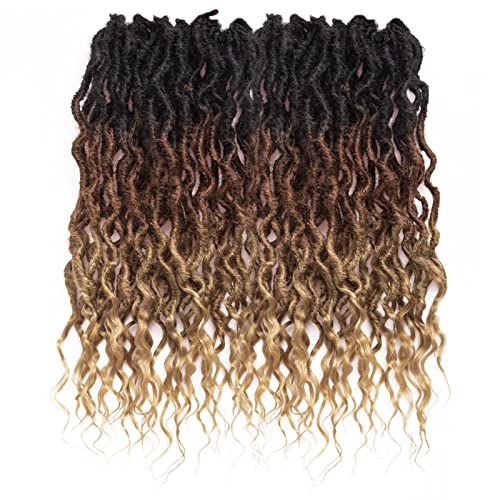 BEkjdiof Faux Locs Crochet Hair 24 Inch OT30/27, 6 Packs – Goddess Wavy Loc Braids