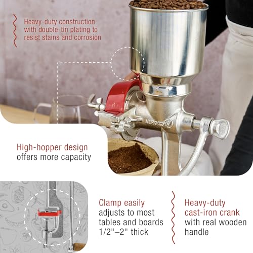 Victoria Manual Cast Iron Grain Mill 2400g with High Hopper - Durable Hand Grinder