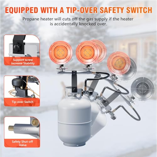 Silver Double Tank Top Propane Heater 30,000 BTU Portable Radiant Heater