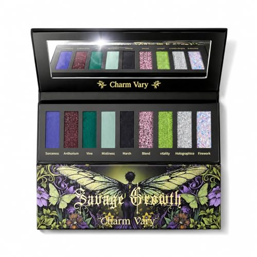 Multichrome Eyeshadow Palette with 9 Shimmer Matte Glitter Colors - Versatile Neutral Nude Makeup