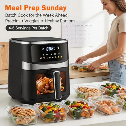 Larora 6 QT Family Size Air Fryer with Visible Window, 8 Presets & Touchscreen