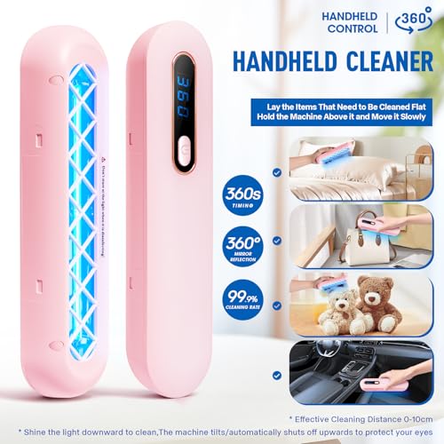 Pink Portable UV Nail Tool Cleaner Box with Blue Light – Rechargeable & Auto Shut-Off