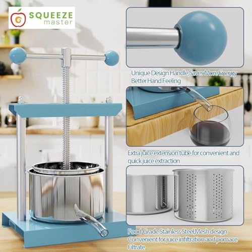 SQUEEZE Master Cheese Tincture Herb Fruit Wine Manual Press 0.8 Gallon Blue