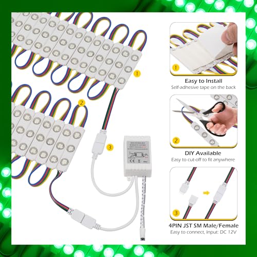 White 80FT RGB LED Storefront Lights for Business Window Signage