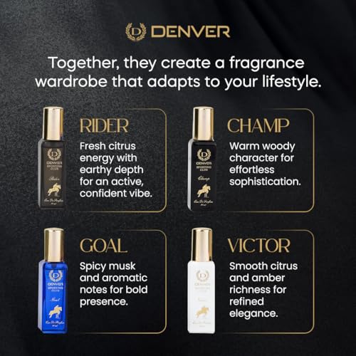 Denver Men's Luxury Gift Set - 4 Eau de Parfum Collection, Long-Lasting Fragrances