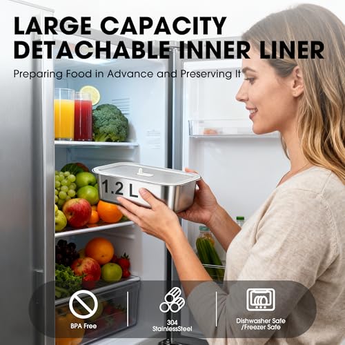 Herrfilk Gray Cordless Electric Heated Lunch Box 1.2L Self-Heating Food Warmer