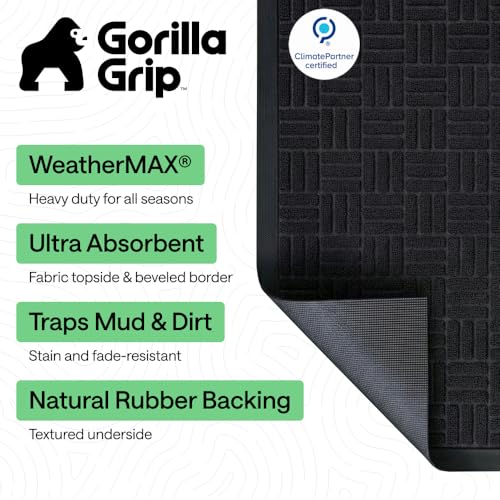 Gorilla Grip WeatherMax Door Mat - Indoor Outdoor Use, 58x34 Black Maze (Variation of THIS listing)