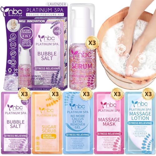 Pedicure Foot Soak Set 6-in-1 Foot Spa Kit for Tired & Dry Feet - Lavender, 3 Pack