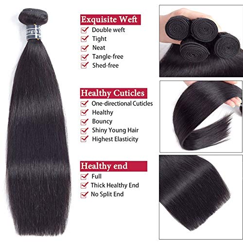 Amella Brazilian Virgin Hair Straight Bundle 10 Inch 95g Natural Black Human Hair Weave