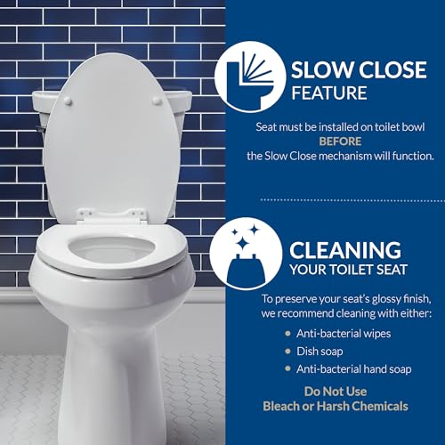Elongated Soft Close Toilet Seat 2-Pack - Heavy Duty Wood, White, Easy Install, USA Made
