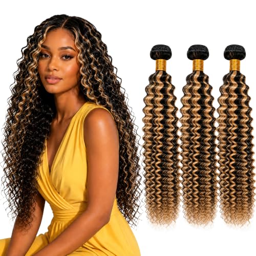 Human Hair Highlight Kinky Curly Bundles - Brazilian P1B/27 Ombre Blonde, 20-24 Inch Variation #P1B/27-J-20-22-24