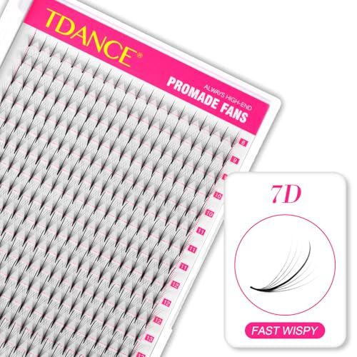 TDANCE Premade Fans Eyelash Extensions 320 Fans Pre Made Fans Lash Extensions Middle Stem Heat Bonded Premade Lash Fans Volume Lash Extensions(320-WISPY-7D-0.05-C-8-15mm)