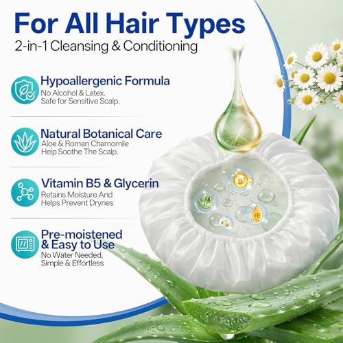 Tolnetr 20 Pack No-Water Rinse Shampoo Caps Microwavable for Bedridden Patients