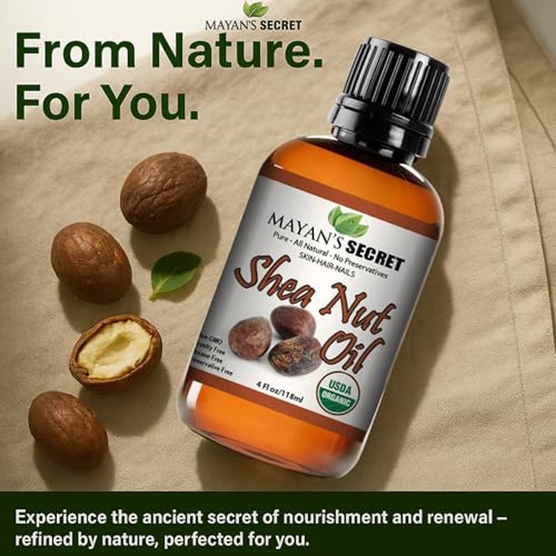 Mayan's Secret Shea Nut Oil USDA Certified Organic Natual Undiluted Cold Pressed for Skin Hair Lips and Nails