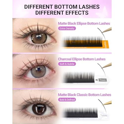 NAGARAKU Eyelash Extensions Classic J B C D N LC LD L DD CC LB Curl 0.03-0.20 Thickness 5-17mm, Matte Black Individual Lashes Professional Supplies for Lash Techs (0.10-J 5-8mm Mix Bottom Lashes)
