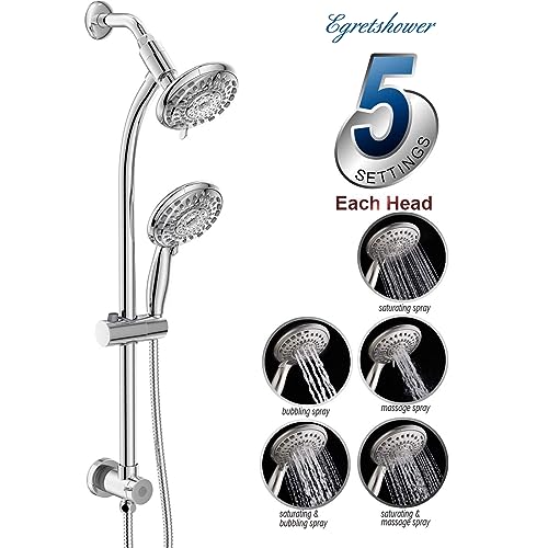 Handheld & Rain Shower Combo with 27.5-Inch Stainless Steel Bar - Polished Chrome