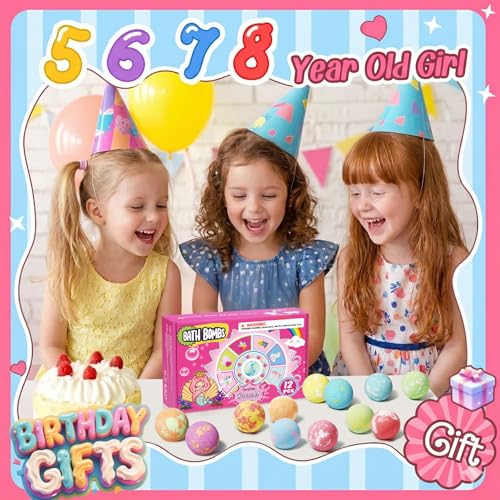 Sanyi 12pcs Unicorn Bath Bombs for Kids with Bracelet Inside, Gift