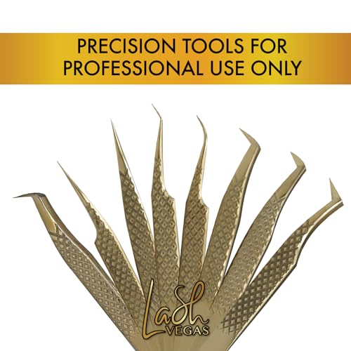 Extra Slim Bootie Tweezer - Diamond Grip Lash Tweezers for Eyelash Extensions - Fiber Tip Lash Tweezers for Volume Lash Extensions ? Gold