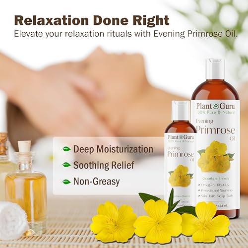 Evening Primrose Oil 32 fl. oz. Cold Pressed 100% Pure Natural Carrier - Skin, Face, Body and Hair Growth Moisturizer. Great For DYI Soap Making, Creams, and Lip balms.