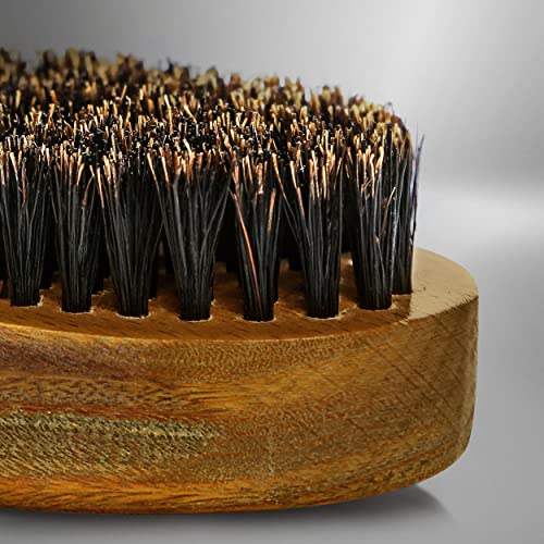 Beard Brush with Firm Boar Bristles - Green Sandalwood Handle - Men's Grooming Tool