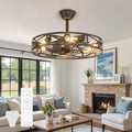 Black 24-Inch Caged Ceiling Fan with Light & Remote - Farmhouse Industrial Style