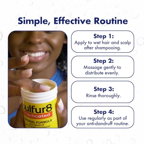SULFUR8 Medicated Anti-Dandruff Hair & Scalp Conditioner 7.25 oz Pack of 2 - Soothes Itchy Scalp & Moisturizes All Hair Types