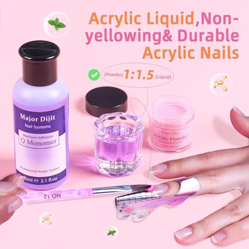 DouborQ Multicolor Acrylic Nail Kit with Drill & 12 Powder Colors for Beginners