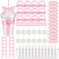 Ninitial 84 Pcs Pink Sleepover Party Supplies Set for Girls - Gift Kit with Cups, Masks & Accessories - Variation of 84 Pink