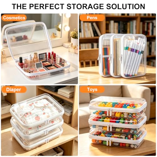 CEOJPA 3L Clear Hard Shell Zipper Case Waterproof Travel Toiletry & Makeup Bag
